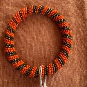 Orange and Brown Beaded Bracelet Set